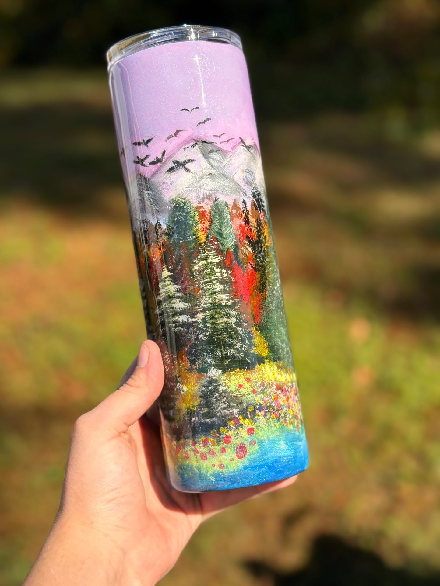 30oz Handpainted tumbler WAFFLE TICKET