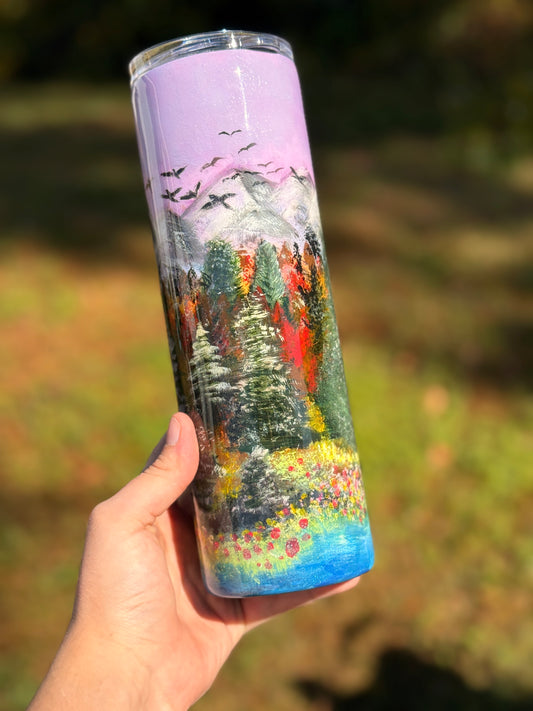 30oz Handpainted tumbler WAFFLE TICKET