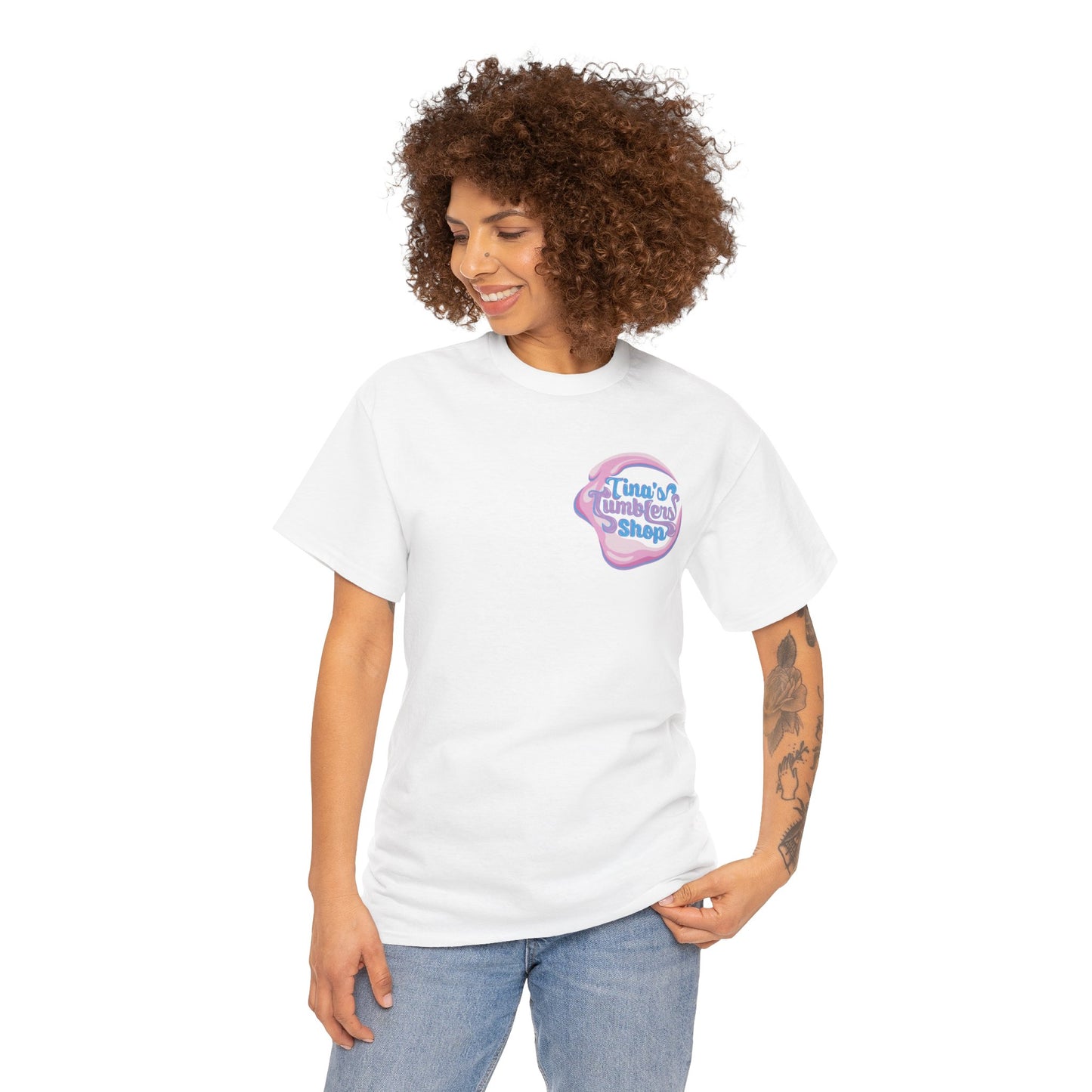 Tina's Tumblers Shop Logo ~ Whimsical Unisex Cotton Tee