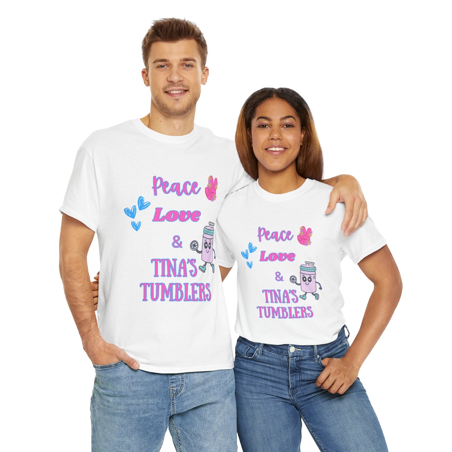 Peace, Love & Tumblers Tee WITH LOGO ON BACK - Unisex Cotton Shirt