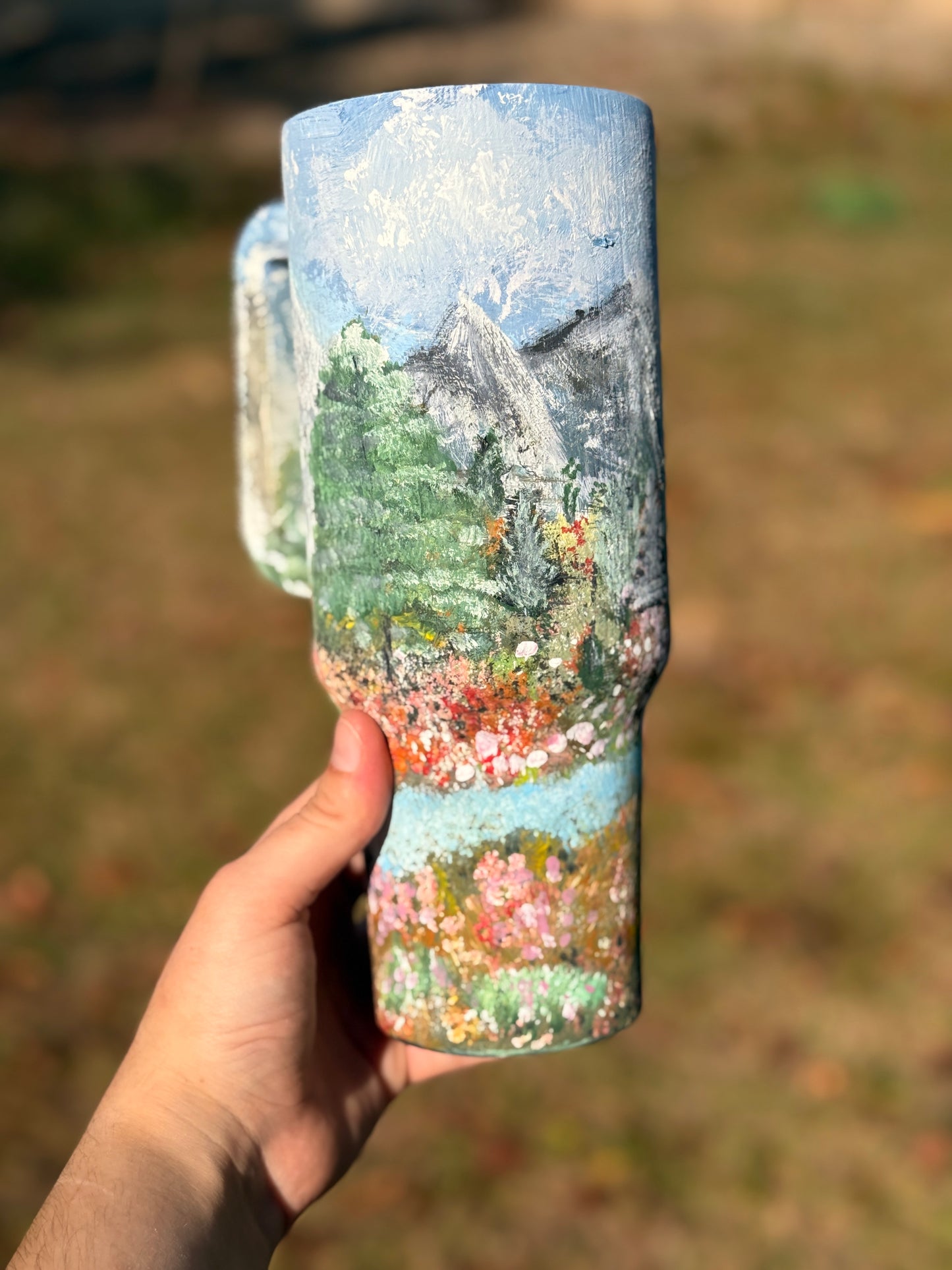 40oz Handpainted tumbler WAFFLE TICKET