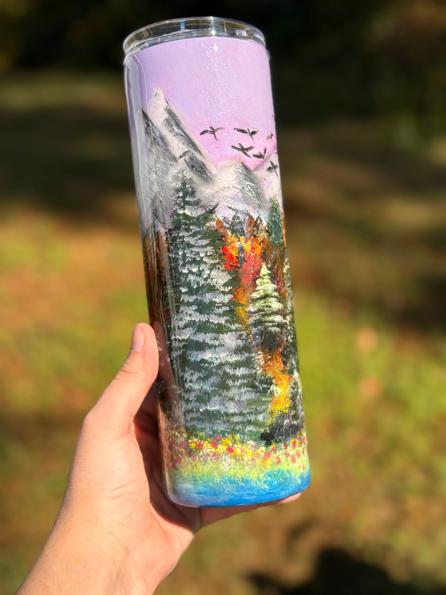 30oz Handpainted tumbler WAFFLE TICKET