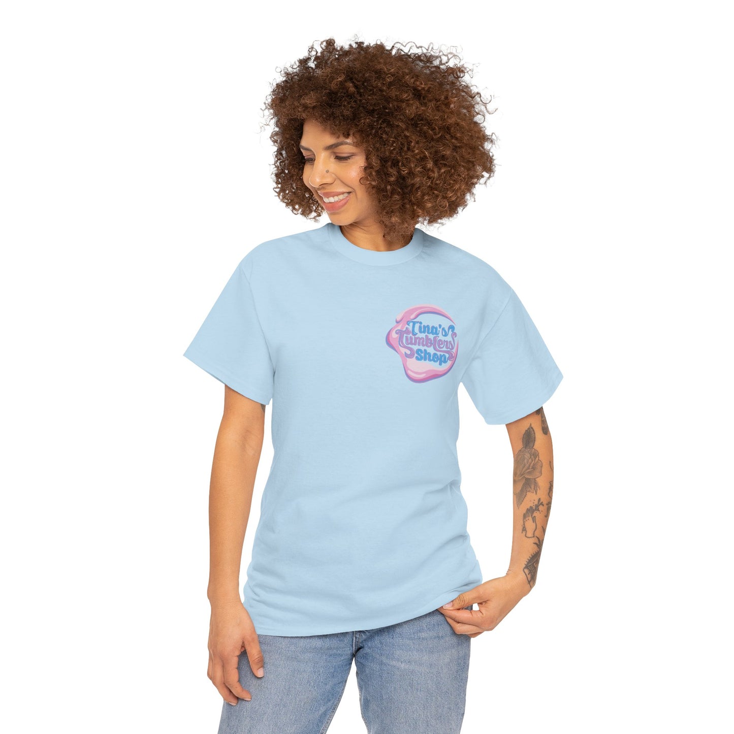 Tina's Tumblers Shop Logo ~ Whimsical Unisex Cotton Tee
