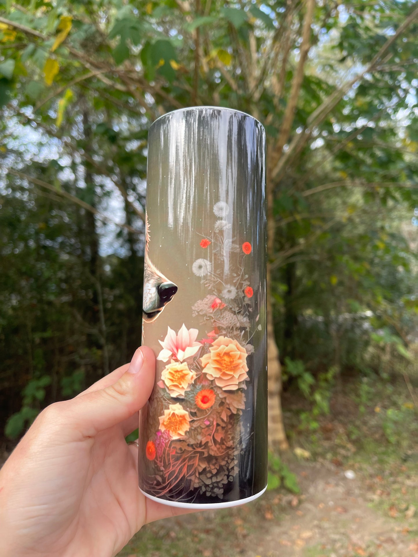 Floral wolf tumbler