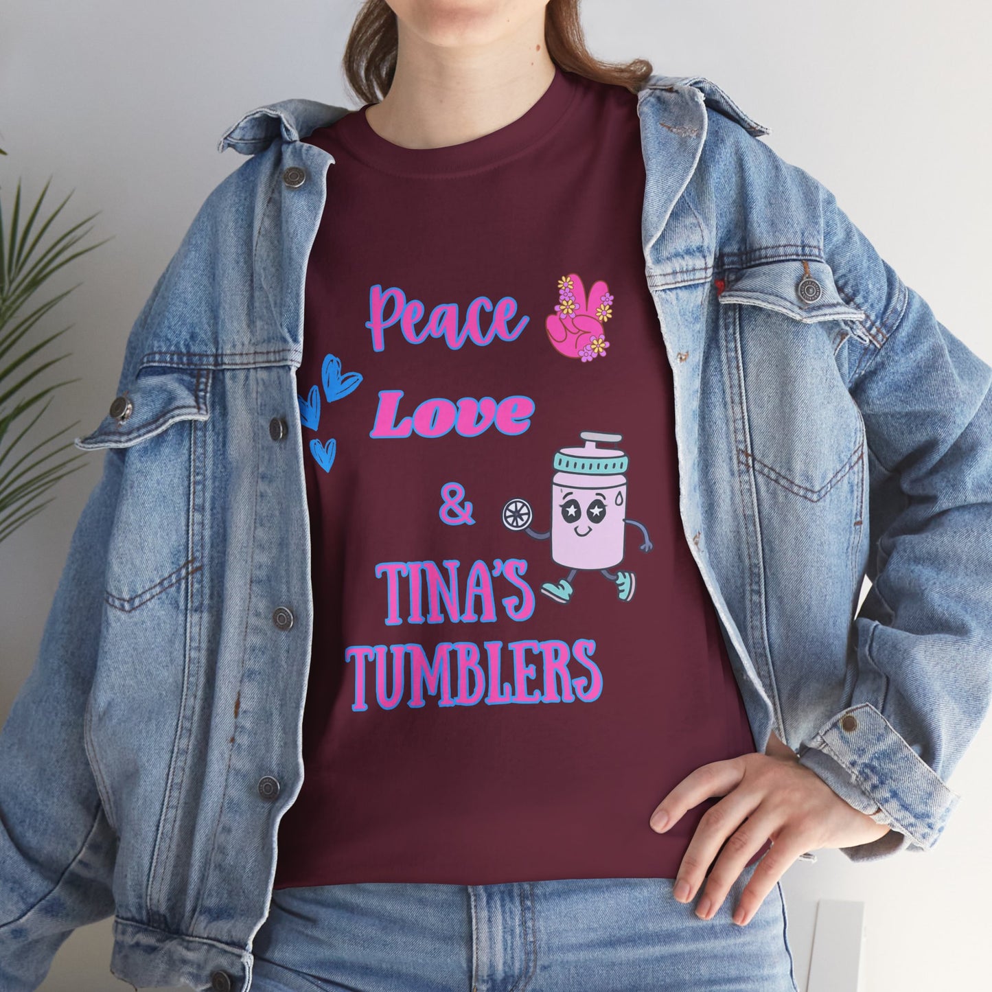 Peace, Love & Tumblers Tee WITH LOGO ON BACK - Unisex Cotton Shirt