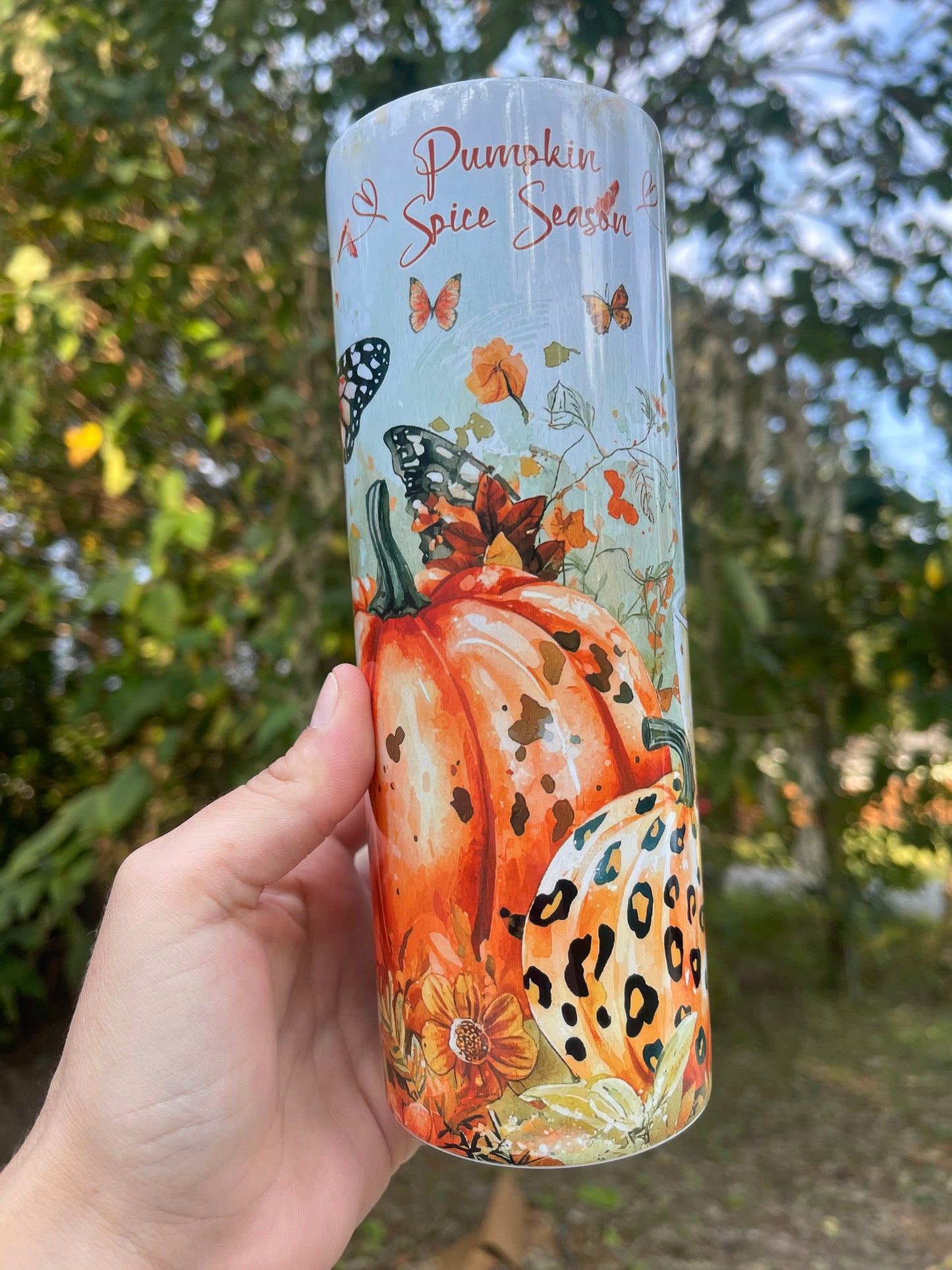 Pumpkin Spice Season with butterfly 20oz tumbler