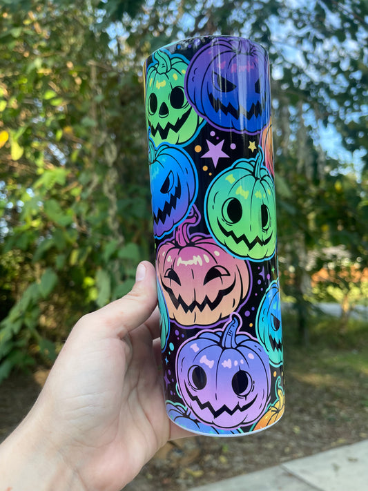 Halloween Rainbow Jack o Lanterns Tumbler