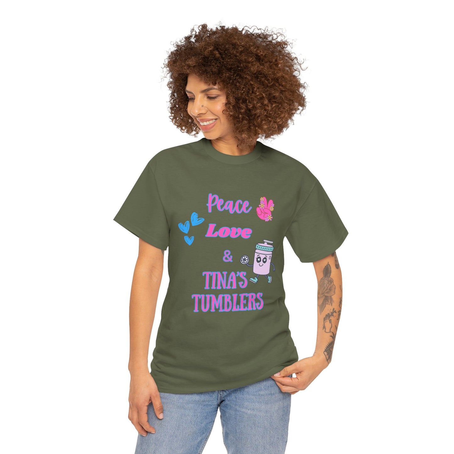 Peace, Love & Tumblers Tee WITH LOGO ON BACK - Unisex Cotton Shirt