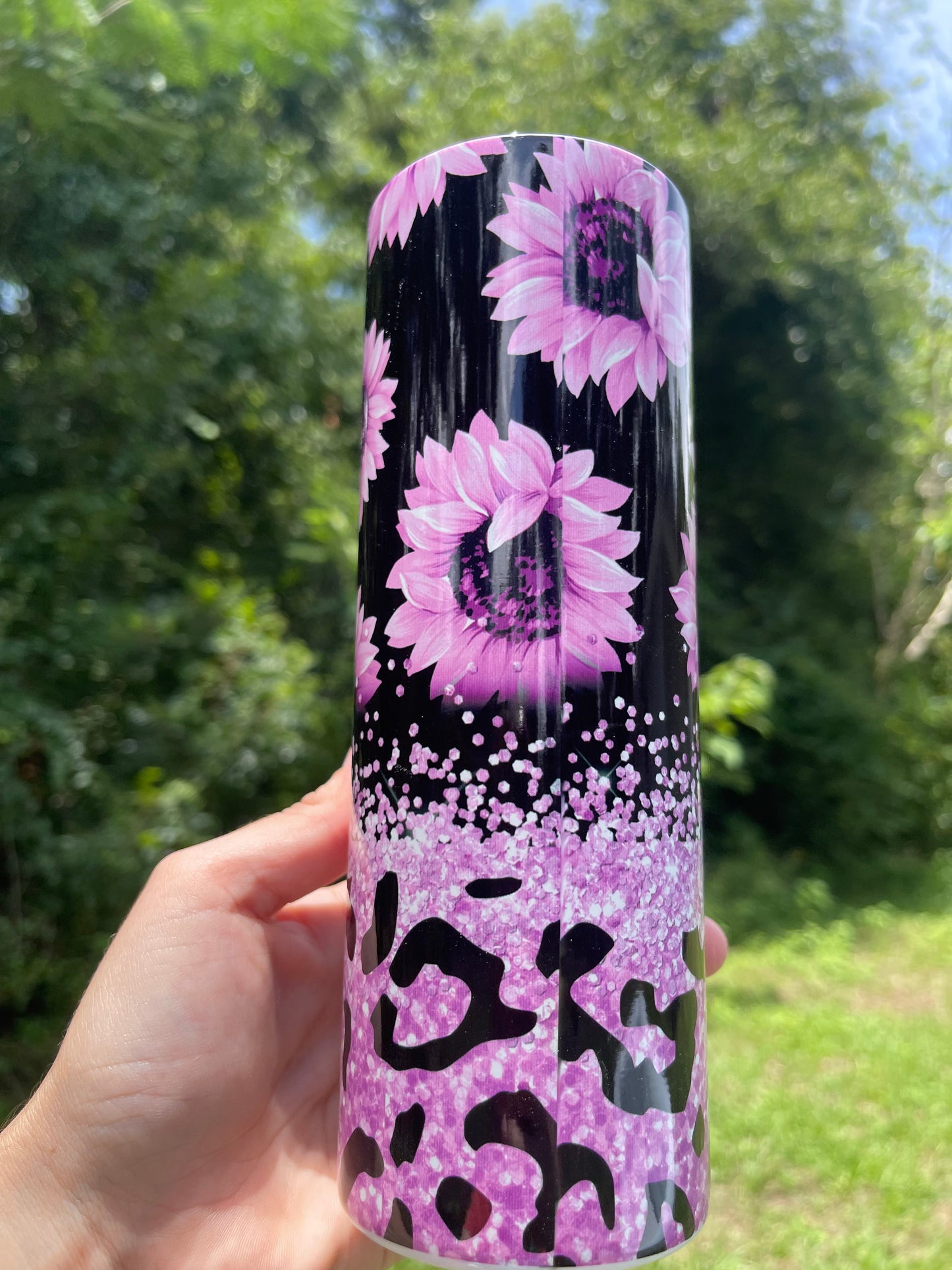 20oz Pink cheetah sunflower tumbler