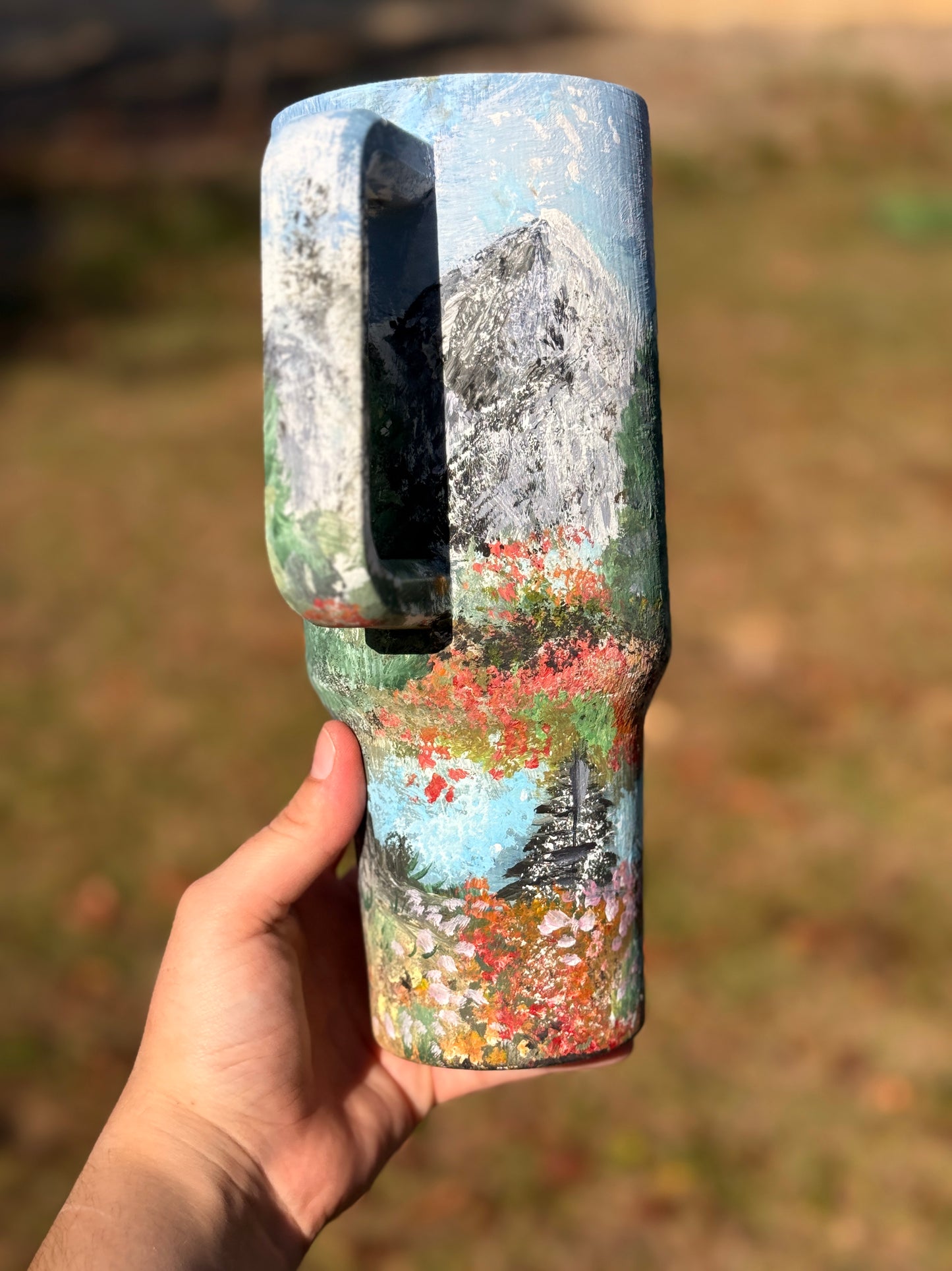 40oz Handpainted tumbler WAFFLE TICKET