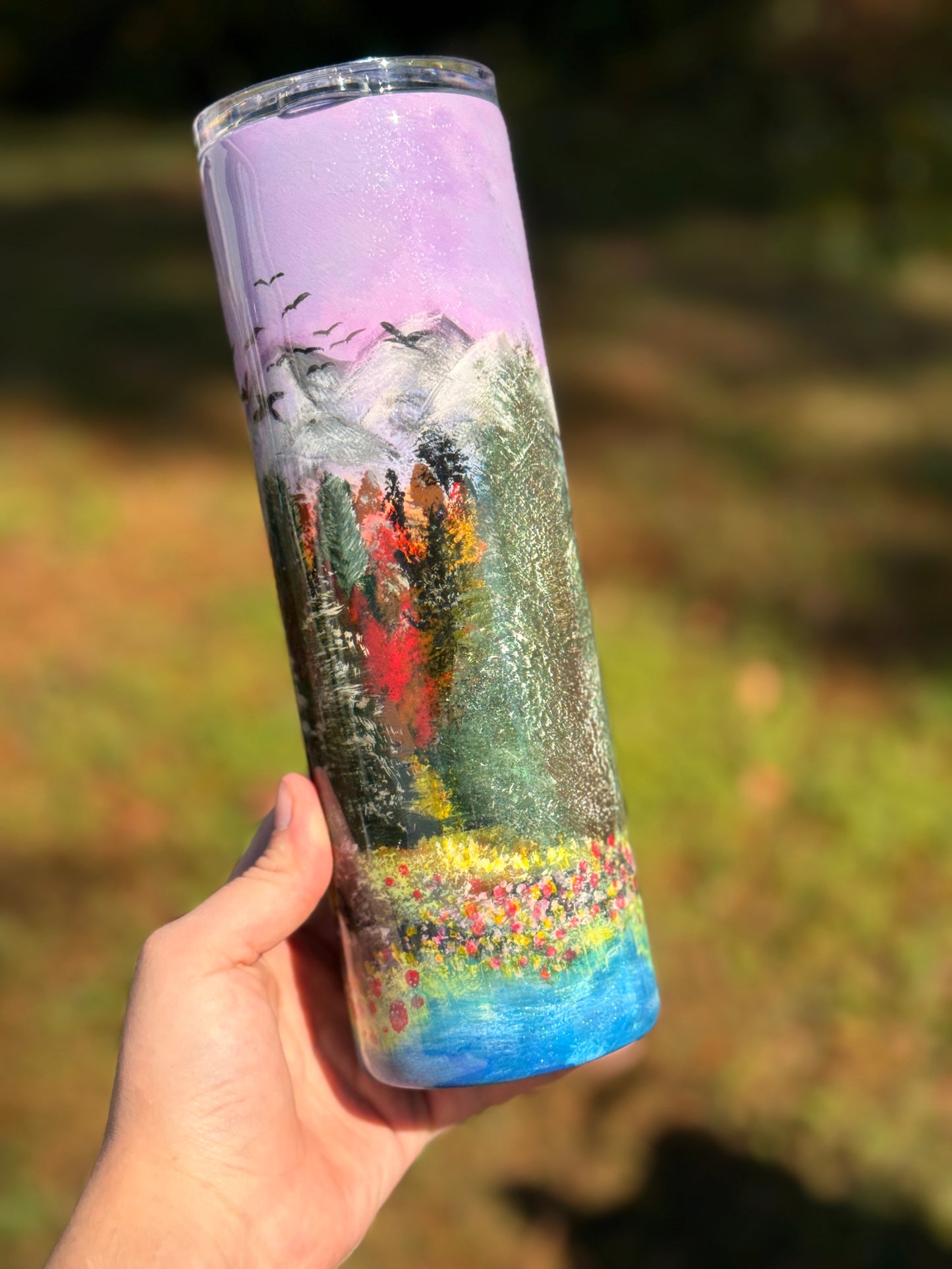 30oz Handpainted tumbler WAFFLE TICKET