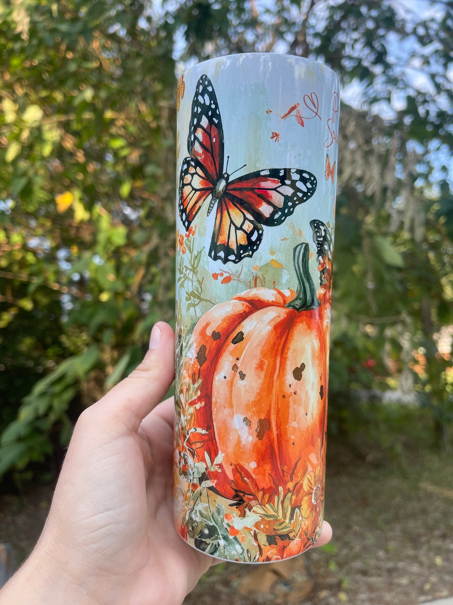 Pumpkin Spice Season with butterfly 20oz tumbler