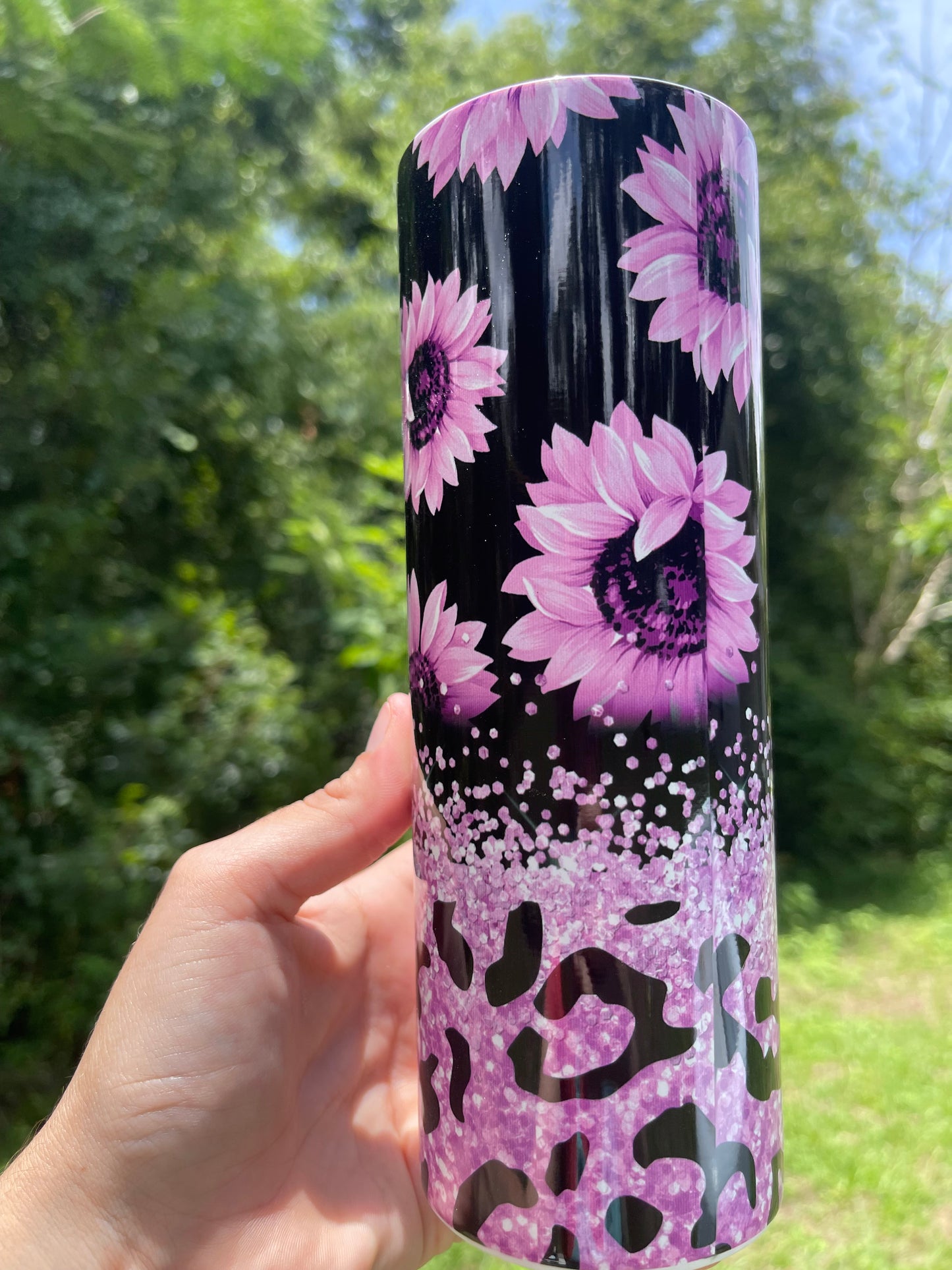 20oz Pink cheetah sunflower tumbler