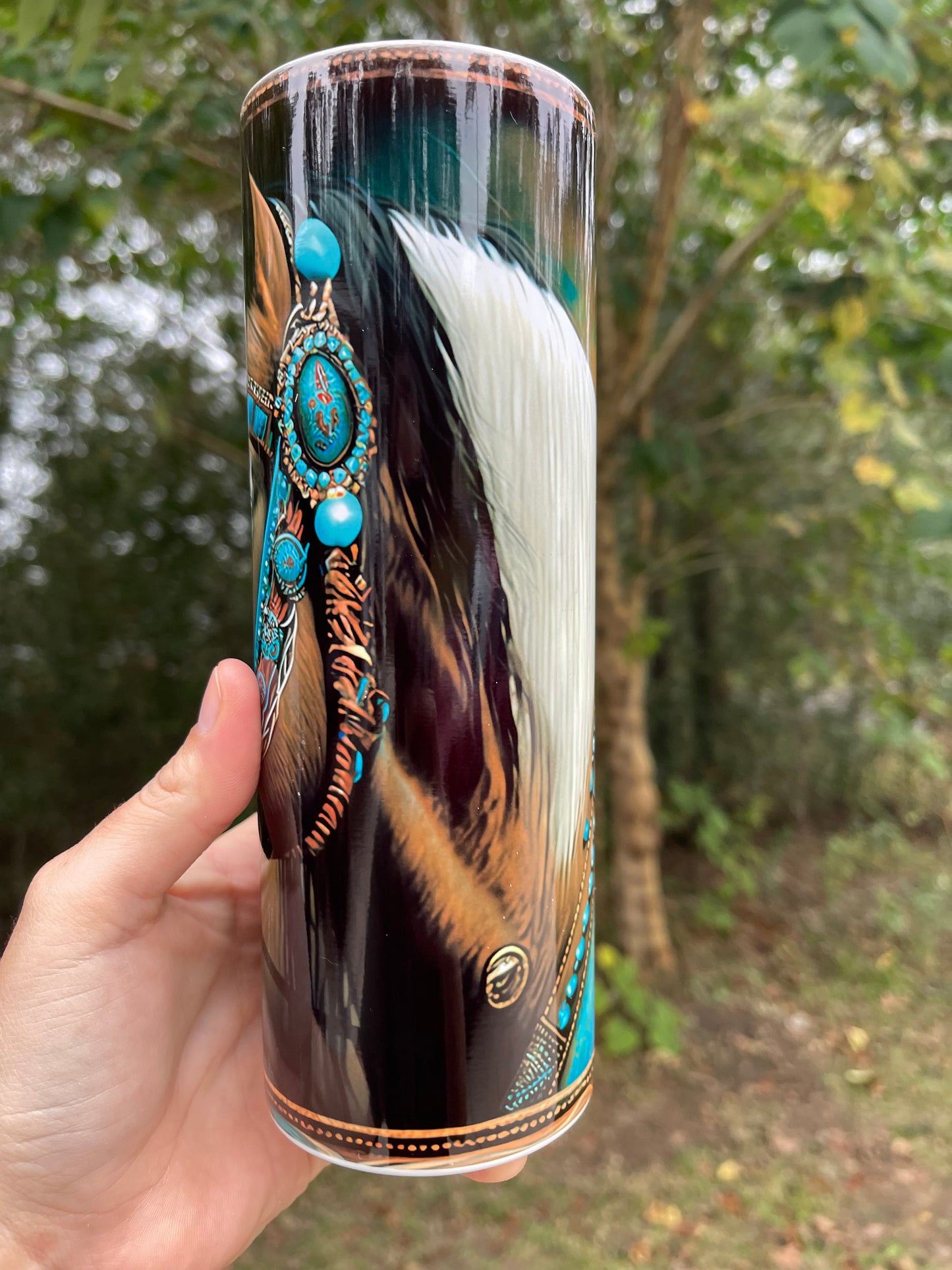 Teal horse tumbler