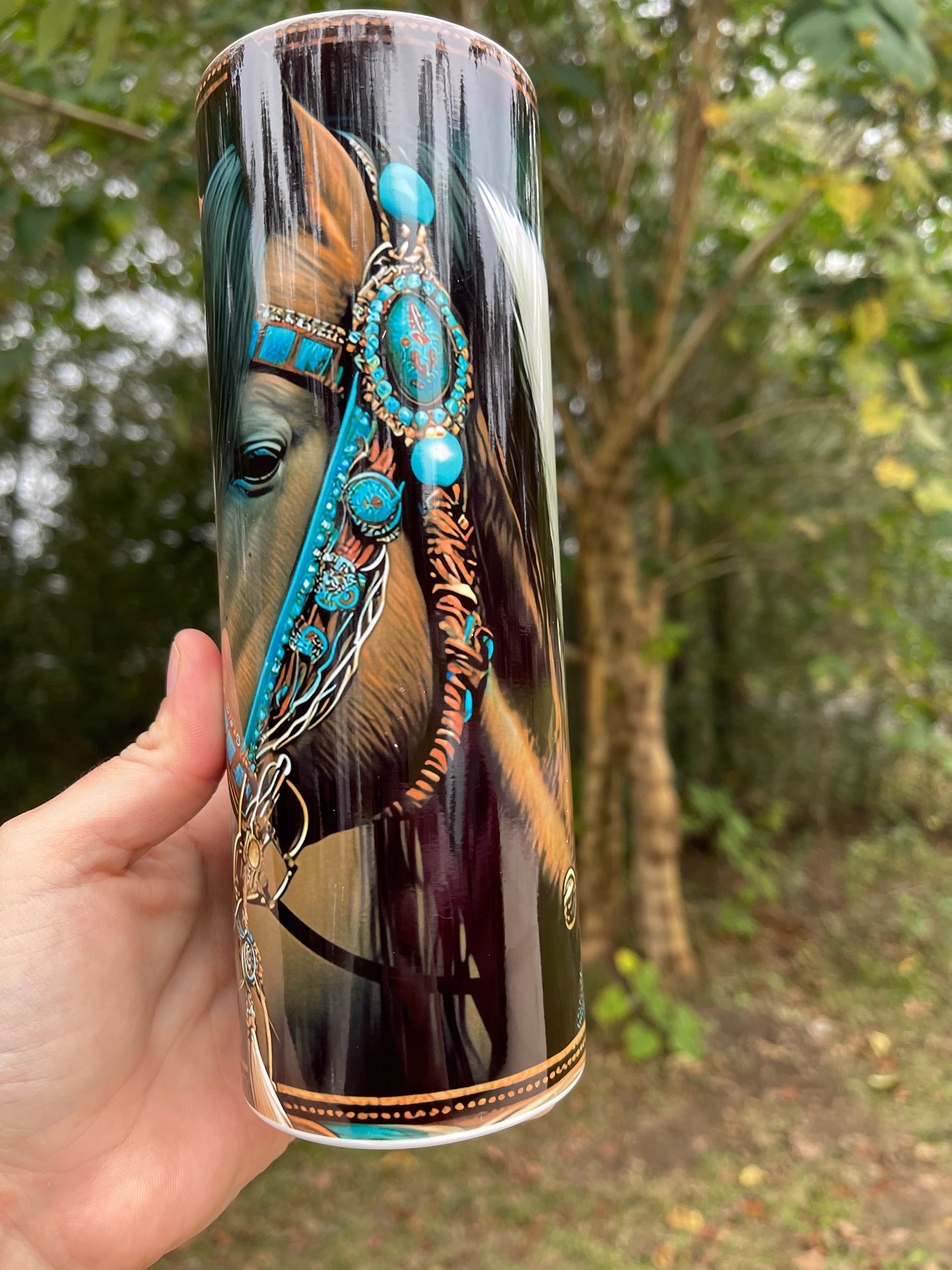 Teal horse tumbler