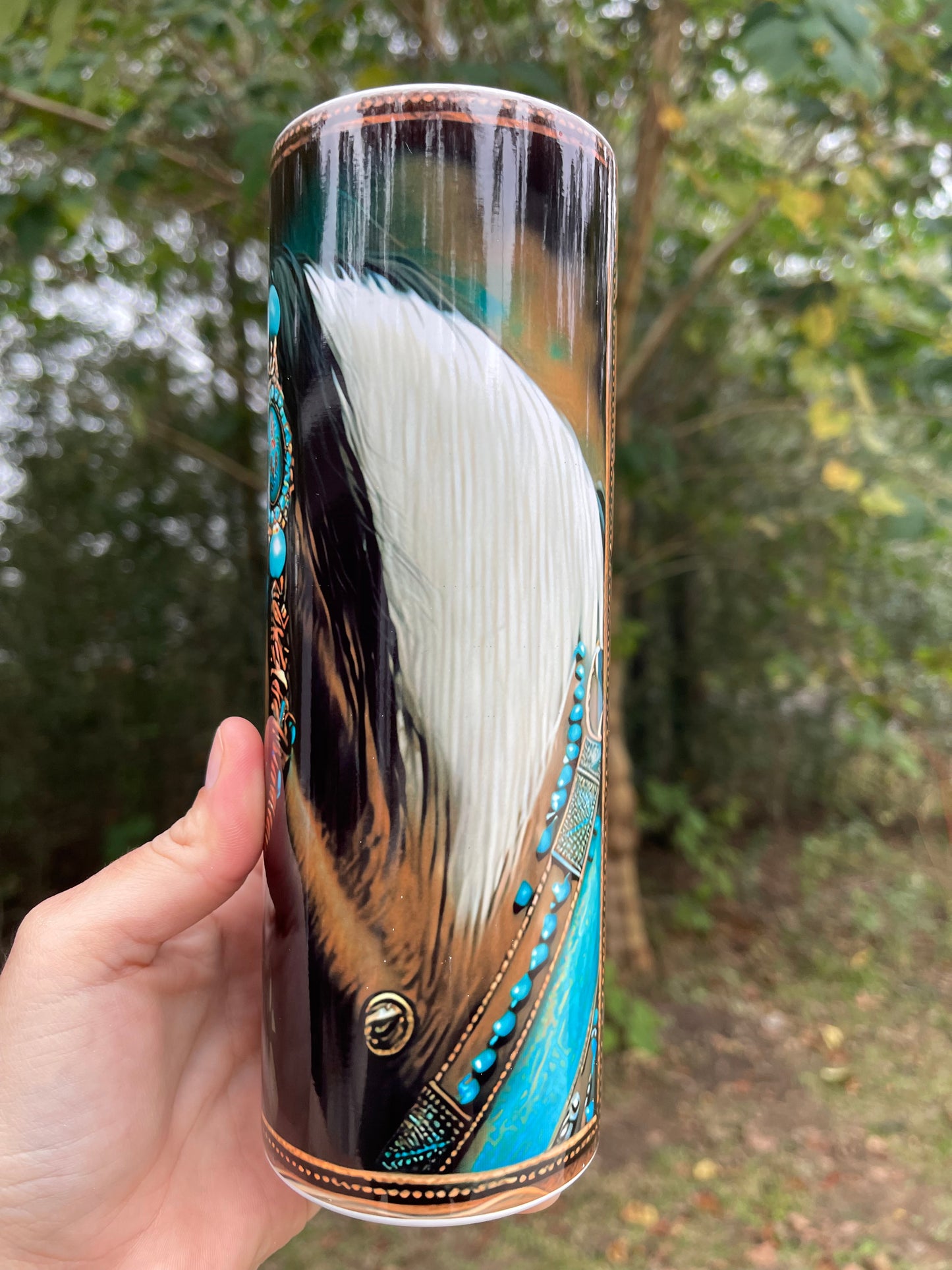 Teal horse tumbler