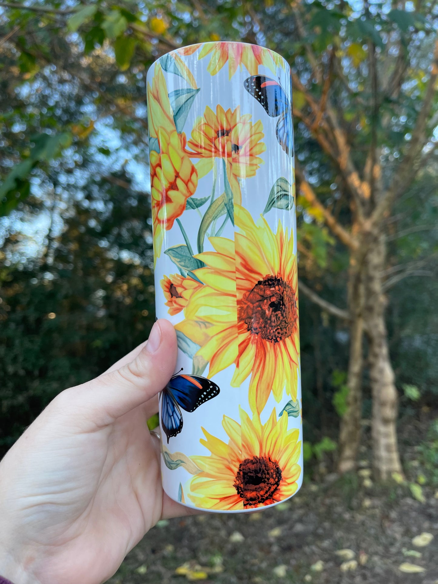 20oz Yellow Sunflower with butterfly tumbler