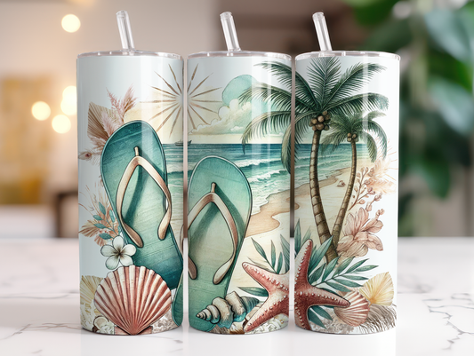 20oz Flip flops Beach tumbler