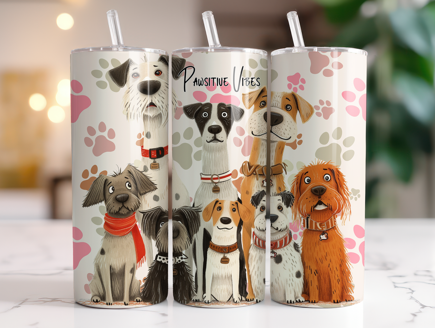 20oz Pawsitive Vibes dog tumbler