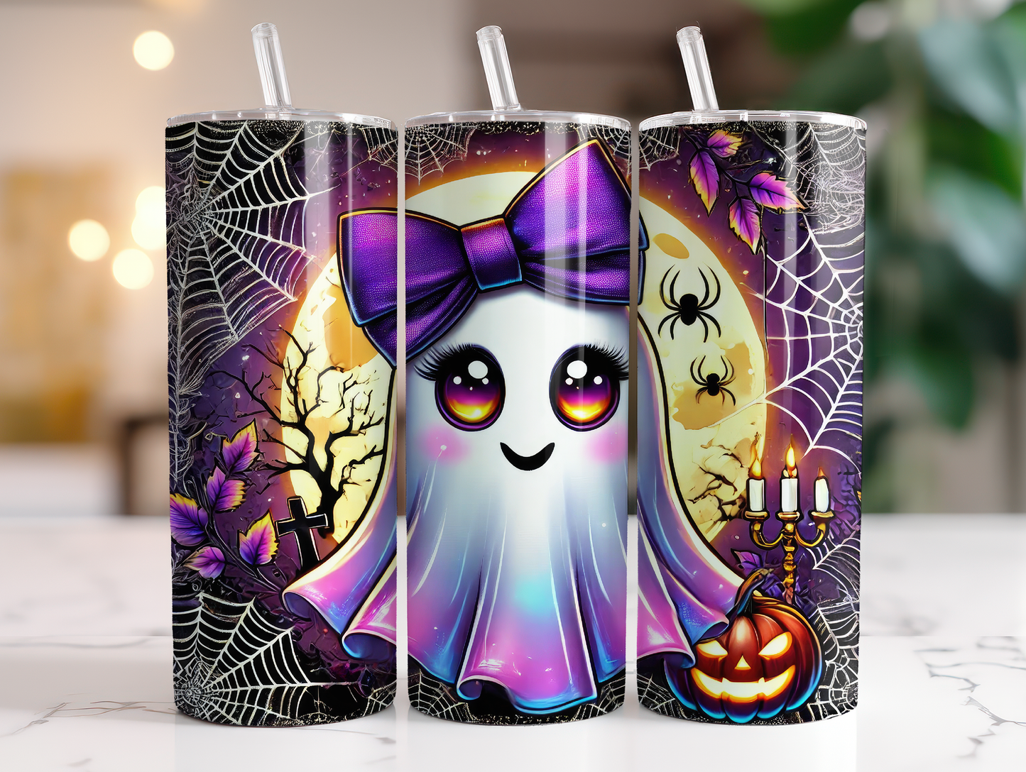 20oz Purple Coquette ghost tumbler