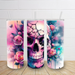 20oz Pink and blue Skull with spider tumbler