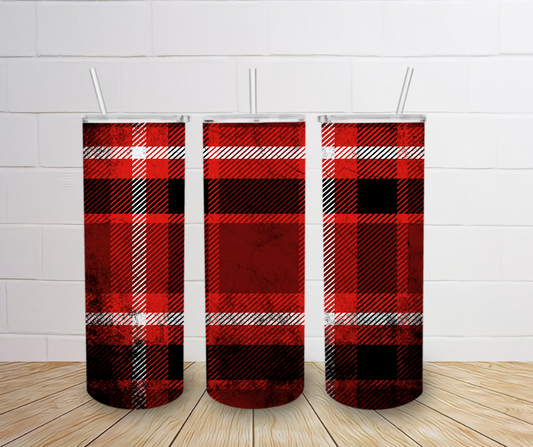 20oz Red plaid tumbler