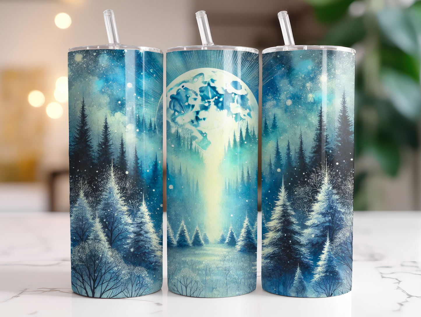 Winter Forest & Moon Tumbler