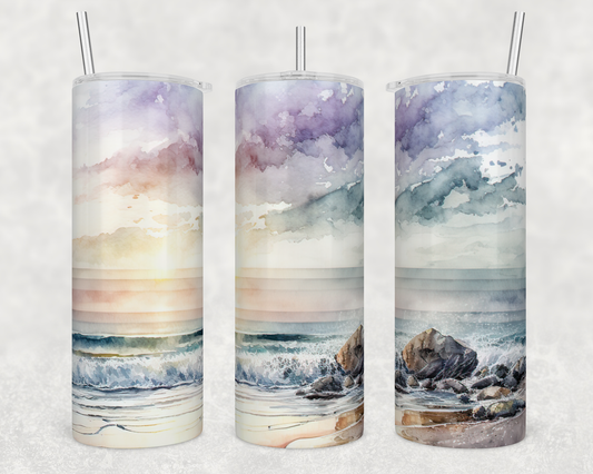 20oz Watercolor Beach Tumbler