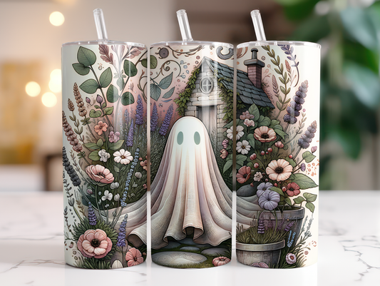 20oz Cottage Core Fall Floral Ghost tumbler