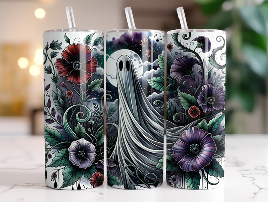 20oz Gothic Spooky Floral Ghost tumbler