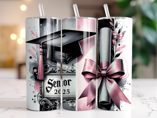 Pink Graduate Coquette tumbler 2025*