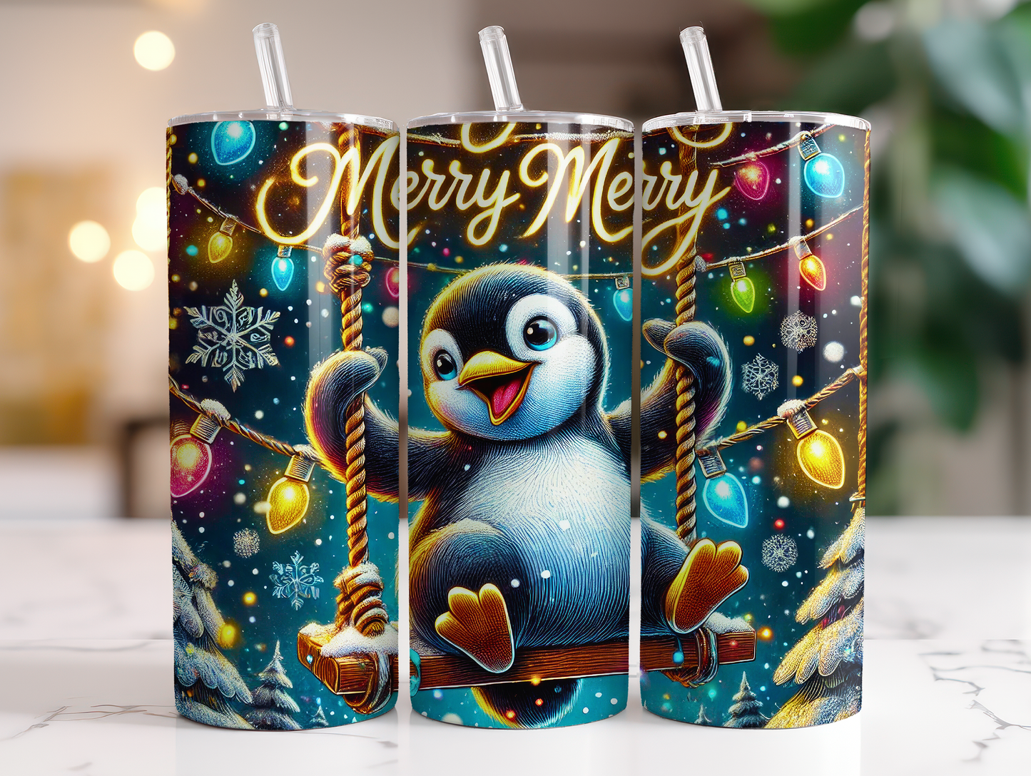 Merry Merry, Penguin 20oz tumbler