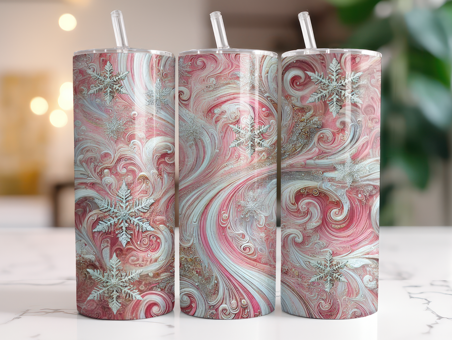 Pink Peppermint Swirl 20oz tumbler