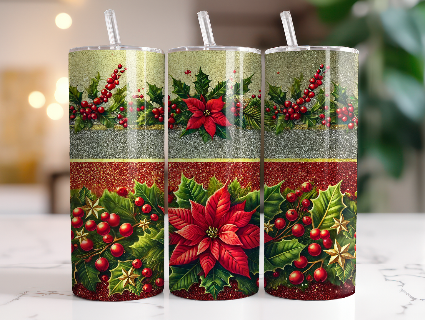 Christmas Poinsetta 20oz tumbler