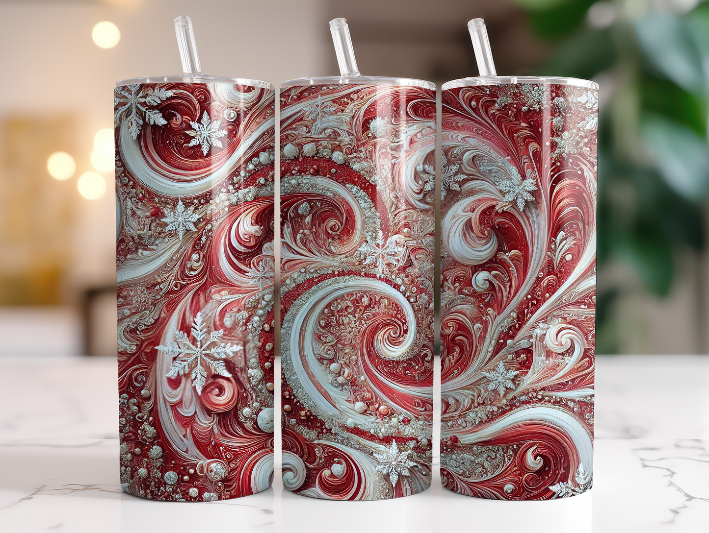 Peppermint Swirls 20oz tumbler