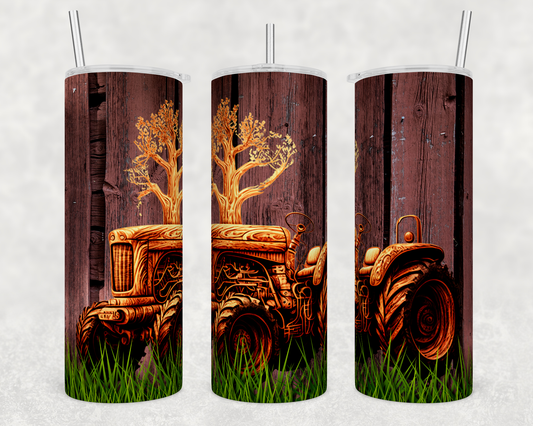 20oz Wooden Tractor Tumbler