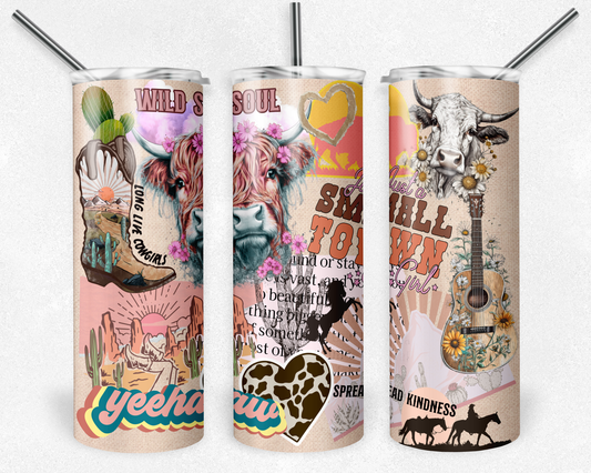 20oz Yeehaw County collage tumbler