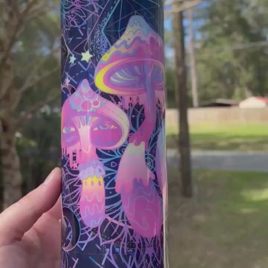 Purple and pink retro abstract mushroom 20oz skinny tumbler OR 12oz kids bottle