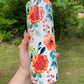 Beautiful tumbler orange  flower peony, vines floral tumbler 20oz skinny