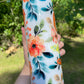 Beautiful tumbler orange  flower peony, vines floral tumbler 20oz skinny