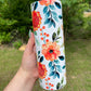 Beautiful tumbler orange  flower peony, vines floral tumbler 20oz skinny