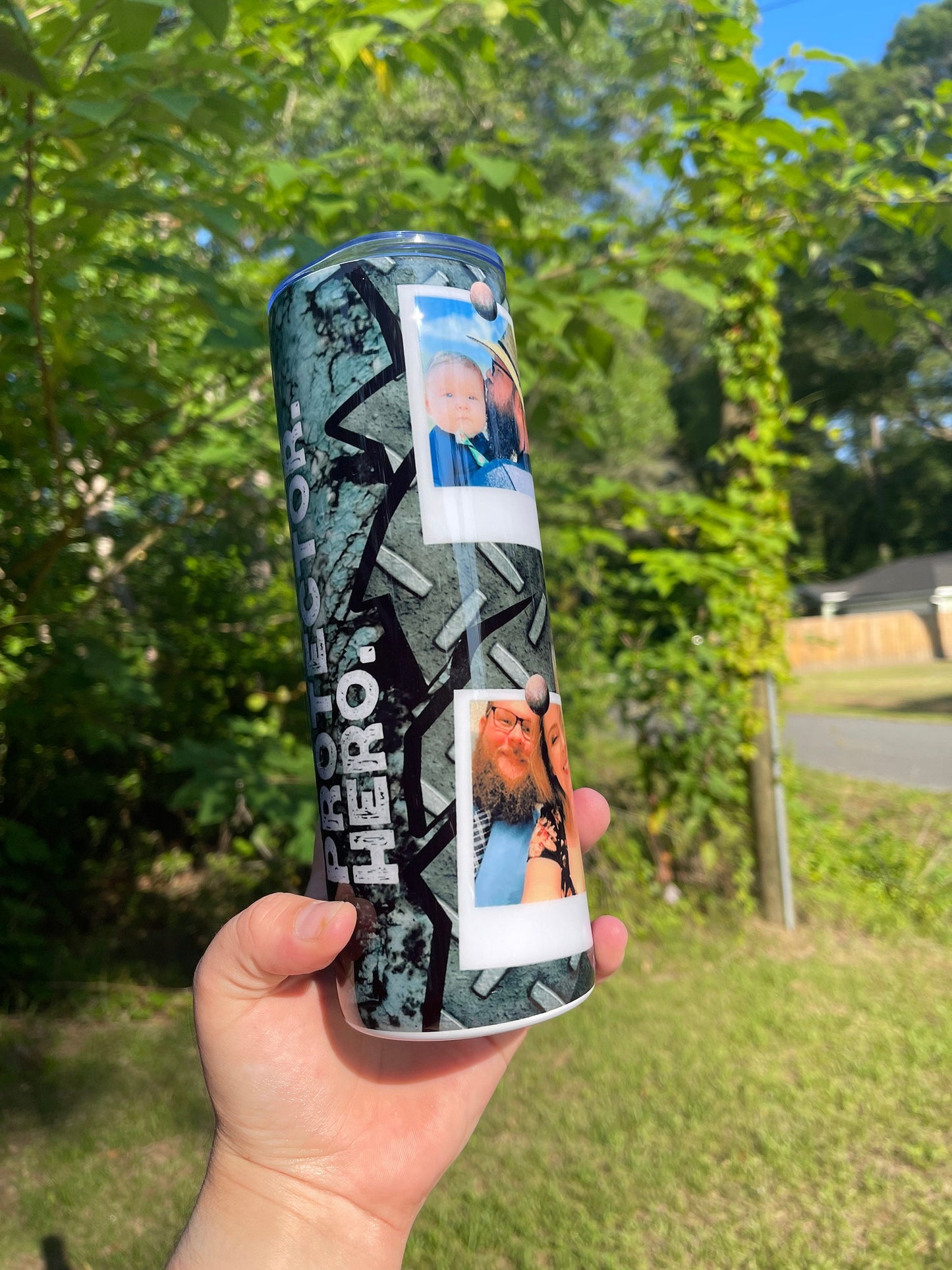 Father’s Day husband gift 20oz tumbler with your own pictures with lid and straw for hot and cold