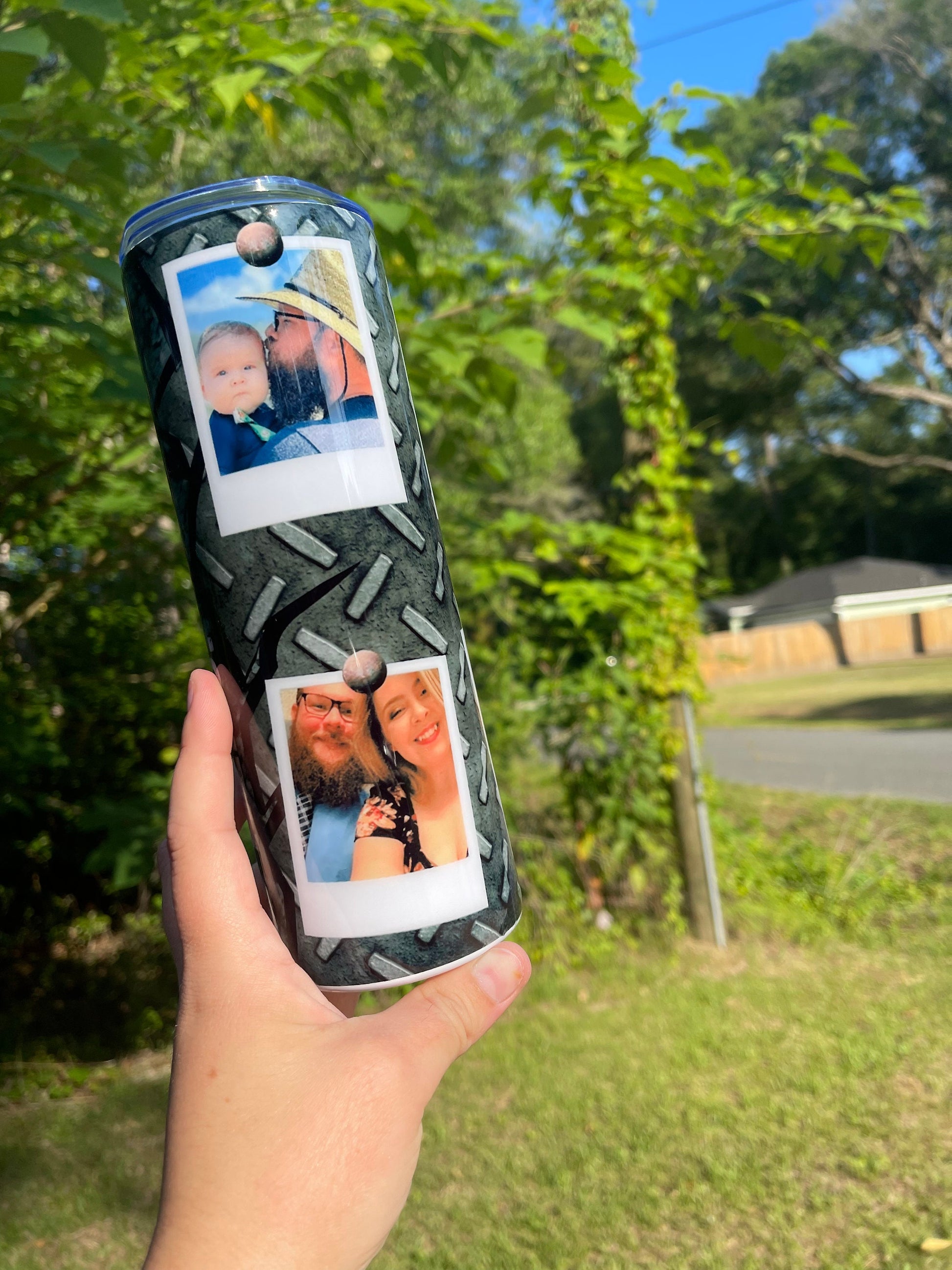 Father’s Day husband gift 20oz tumbler with your own pictures with lid and straw for hot and cold