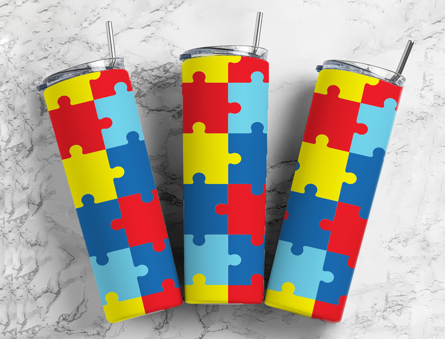 Puzzle Pieces Autism Awareness 20oz tumbler