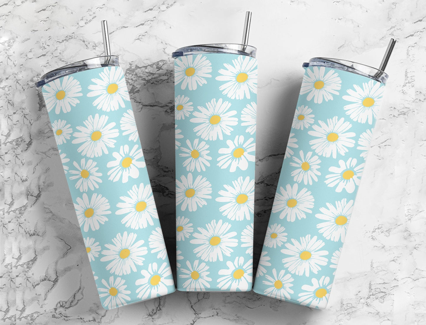 Cute blue daisy daises floral 20oz skinny tumbler