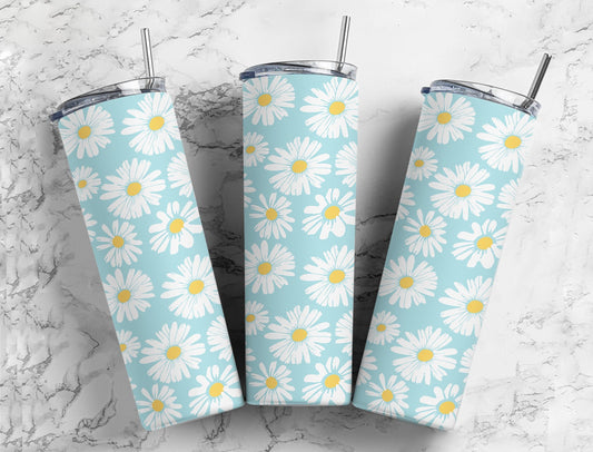 Cute blue daisy daises floral 20oz skinny tumbler