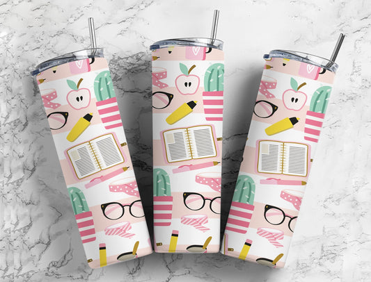 Teacher supplies school stationary 20oz cute tumbler skinny