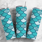 Blue and green and teal mermaid dragons scales cute 20oz tumbler