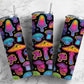 Rainbow mushrooms fairy colorful black 20oz tumbler skinny