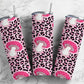 Pink cheetah print and mushroom 20oz skinny tumbler